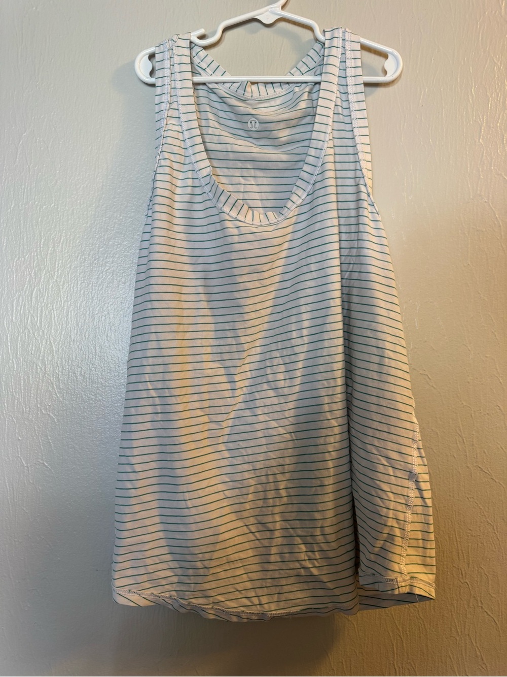 lululemon athletica White Tank with Blue Stripes